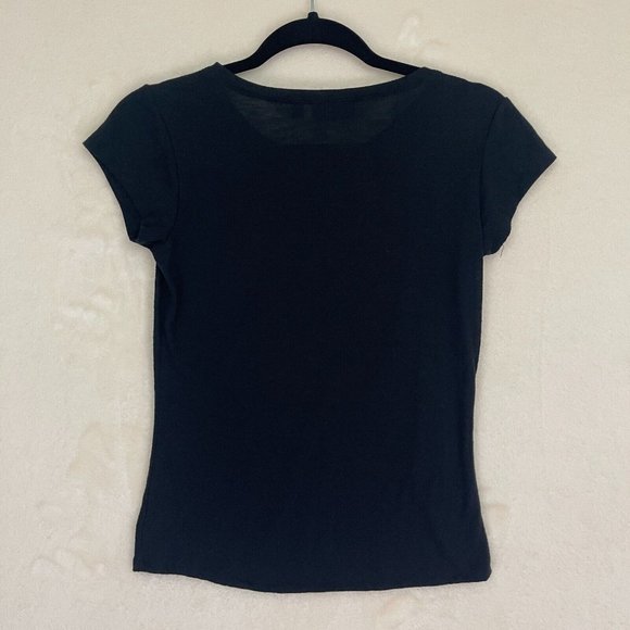 Ultra Flirt Pink Ribbon Pink Studs Black Short Sleeve Top Women's Size Small - Picture 5 of 8